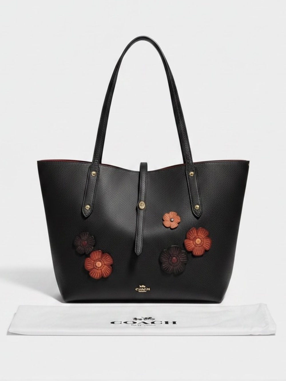 Coach Tea Rose Market Tote W/ Dustbag